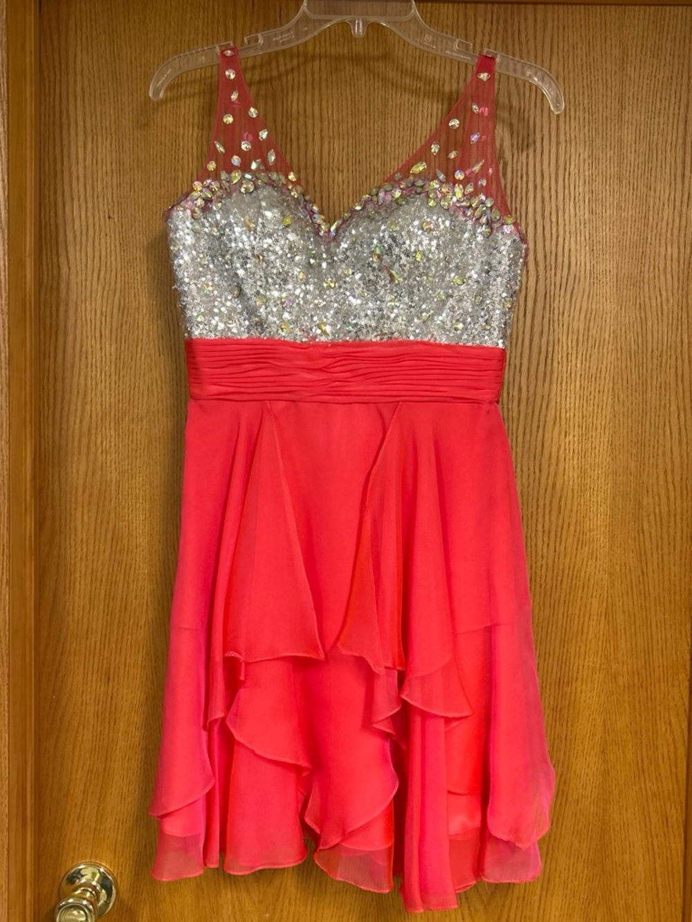 Aspeed Coral Pink Sequin Bodice Dress